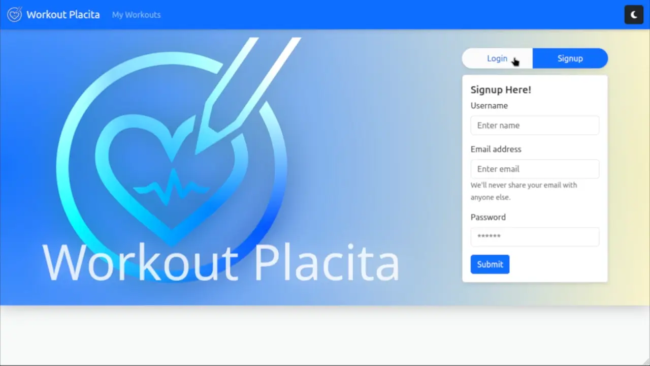 Fitness Tracker Login Screen